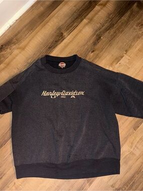 Vintage Harley-Davidson Dark Grey Crewneck with Silver Script